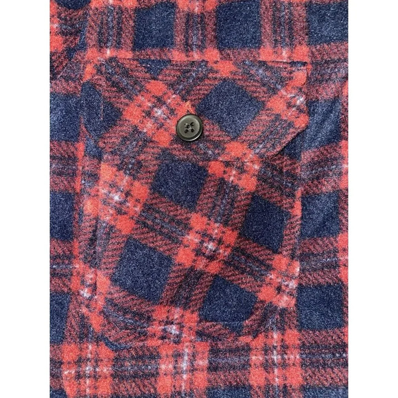 Nickel & Iron Fleece Plaid Shirt Men's M Red Navy Blue Button Up Long Sleeve NWT - Picture 6 of 7